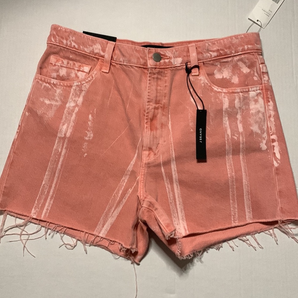 J BRAND Coral Colored Jules High Rise Painted Portal Jean Shorts